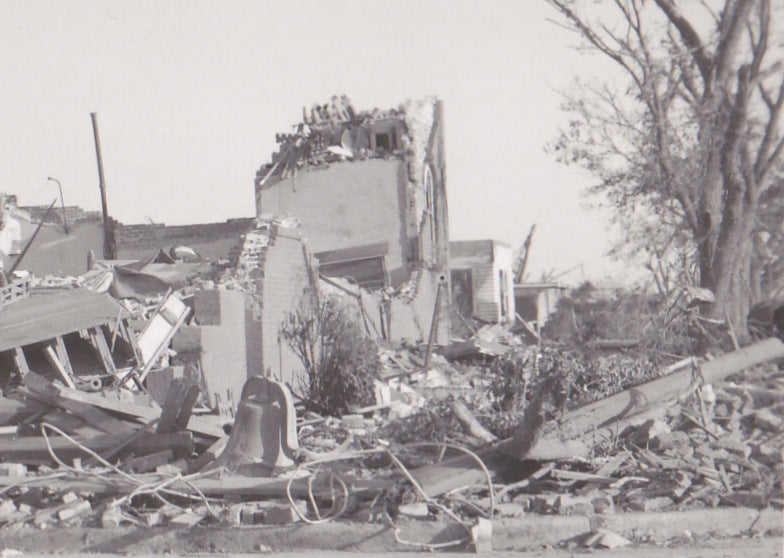 Wreckage of the Lutheran Church- 1950s Vintage Photograph- Weather Disaster- Twister Aftermath- Tornado Damages- Kodak RPPC