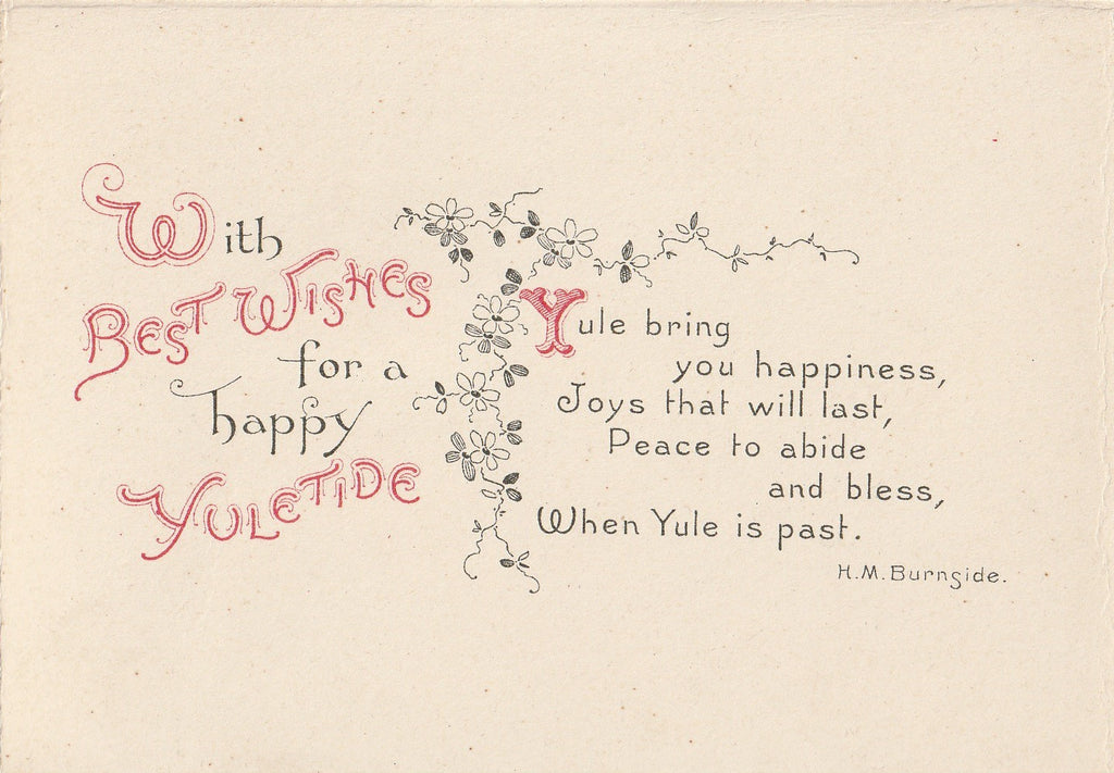 Golden Wishes For a Happy Yule-tide - Card, c. 1900s Inside Close Up