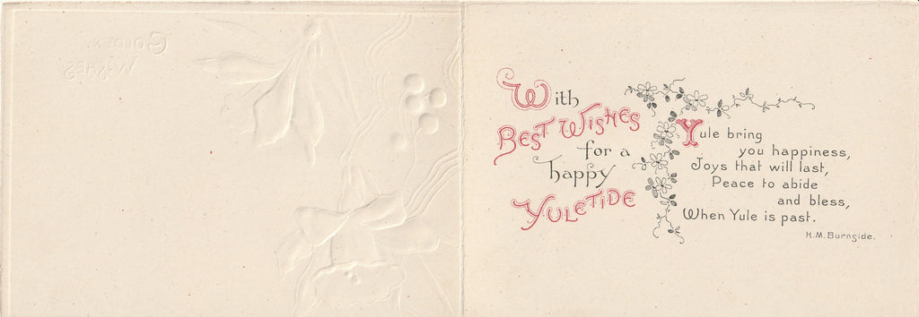 Golden Wishes For a Happy Yule-tide - Card, c. 1900s Inside