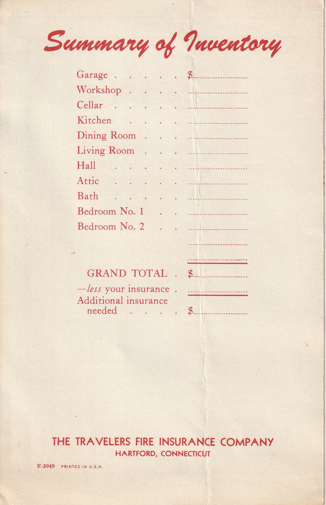 Have You A List? - In Case of Fire Emergency - The Travelers Fire Insurance Company - Pamphlet, c. 1940s 