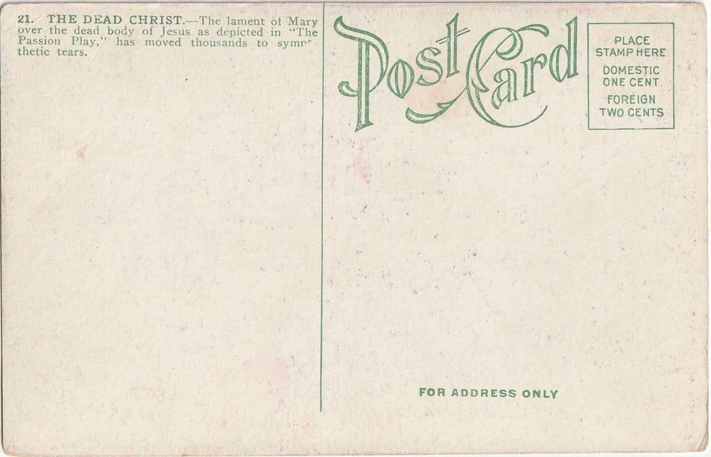 The Dead Christ- 1900s Antique Postcards- SET of 3- Jesus and Mary Magdalene- Postcards, c. 1900s Back