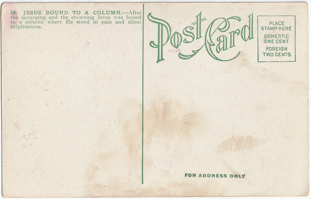 Jesus Bound to a Column - 1900s Antique Postcards- SET of 3- Jesus and Mary Magdalene- Postcards, c. 1900s Back