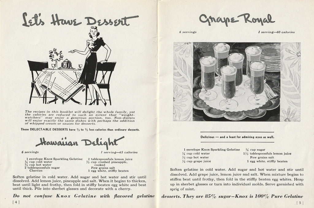 Mrs. Knox's "Be Fit Not Fat" Recipes - Charles B. Knox Gelatine Co. - Booklet, c. 1939 Pg. 4-5