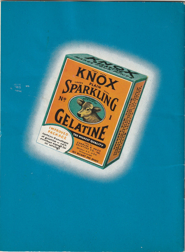 Mrs. Knox's "Be Fit Not Fat" Recipes - Charles B. Knox Gelatine Co. - Booklet, c. 1939 Back Cover