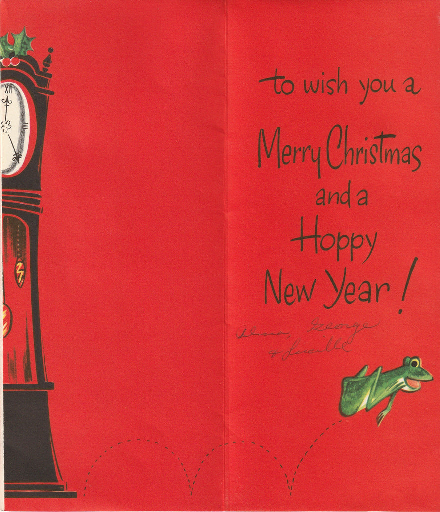 I Toad Myself It's High Time - To Wish You a Merry Christmas and a Hoppy New Year - Card, c. 1960s Inside