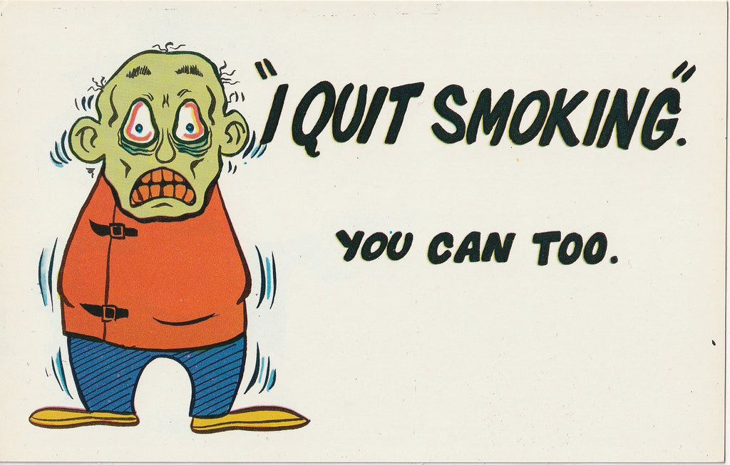 I Quit Smoking Plastichrome Vintage Postcard
