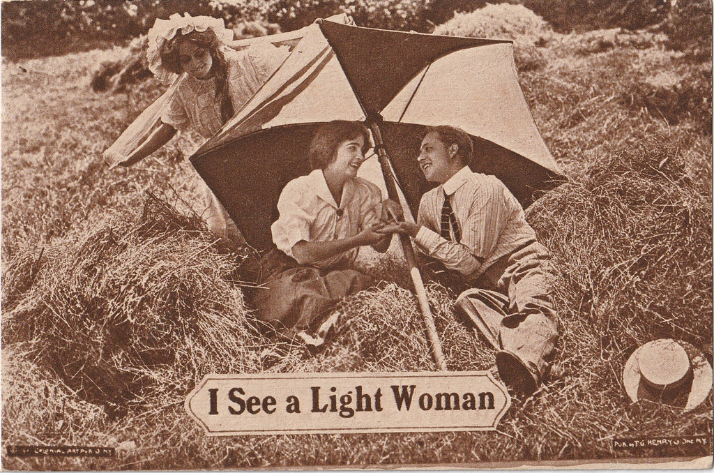 I See A Light Woman Antique Postcard