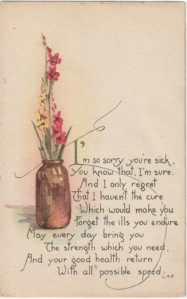 I'm Sorry You're Sick Antique Postcard
