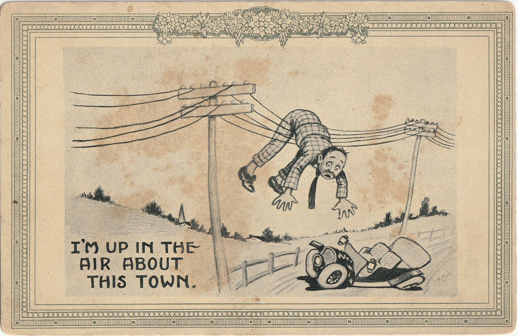 I'm Up in the Air About This Town - Postcard, c. 1900s
