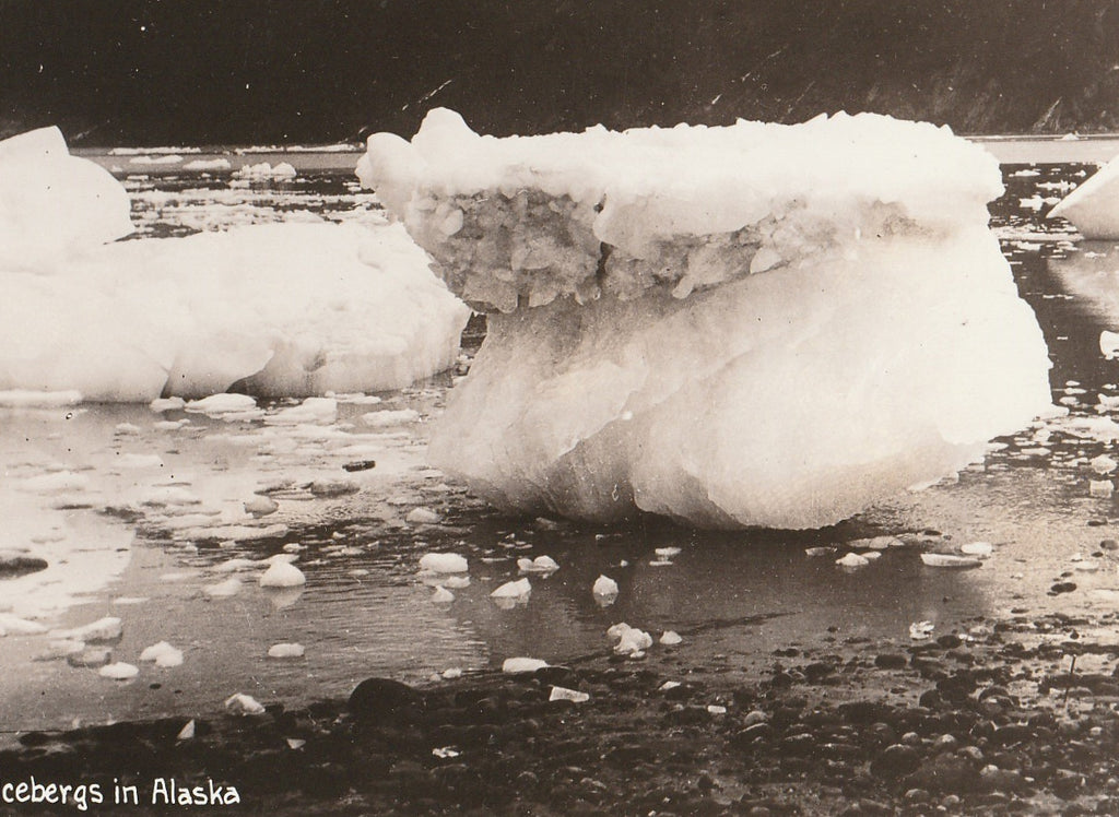 Icebergs in Alaska Vintage RPPC Close Up