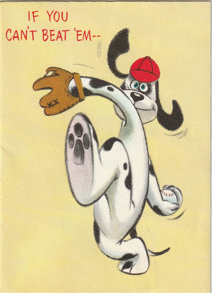 If You Can't Beat 'Em Enjoy 'Em - Baseball Dog - Happy Birthday - Ambassador Cards - Card, c. 1950s