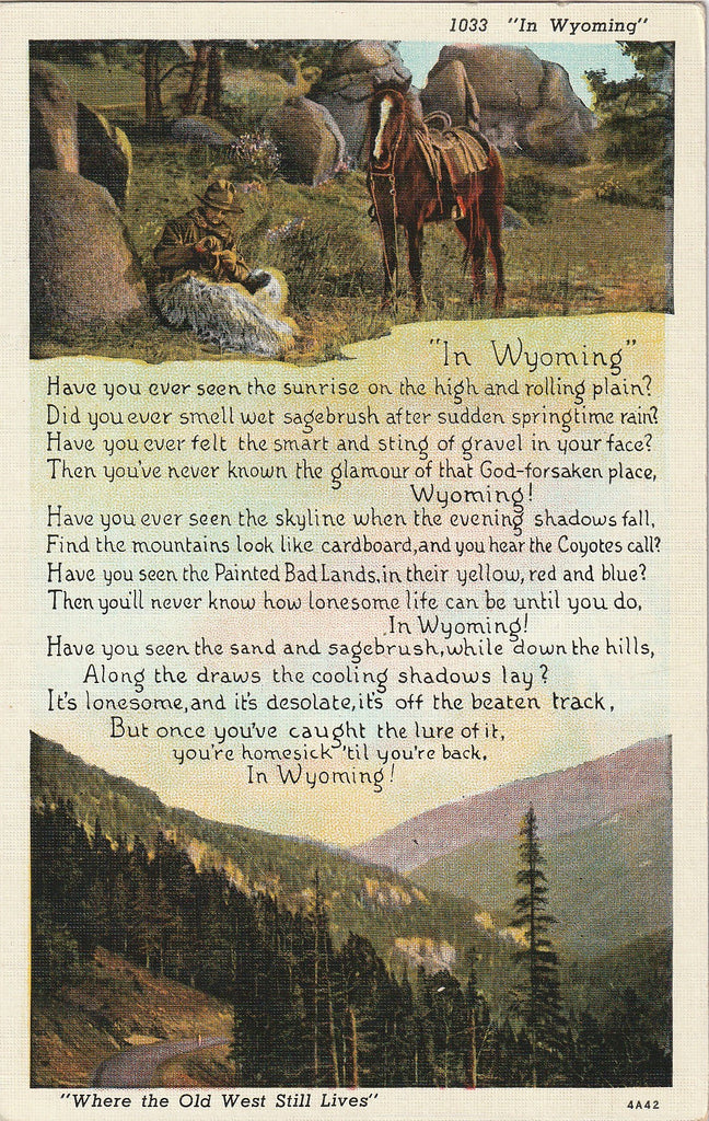In Wyoming Poem Postcard