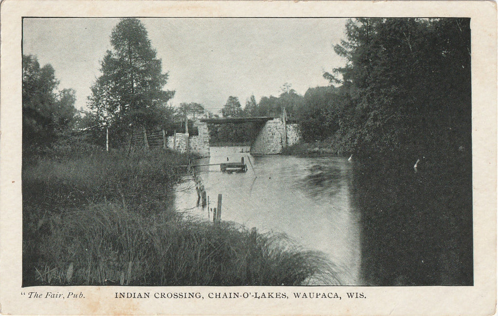 Indian Crossing Chain-O'-Lakes Waupaca WI Postcard