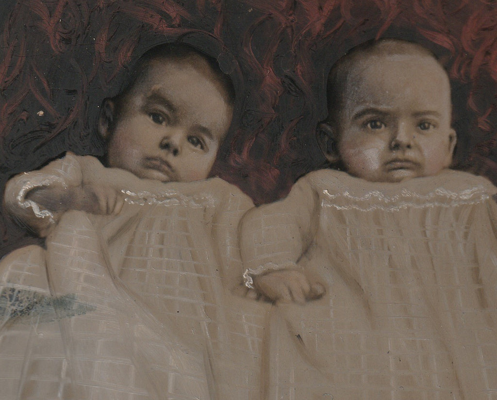 Infernal Infants - Hand Painted Full Plate Tintype, c. 1800s Close Up 4