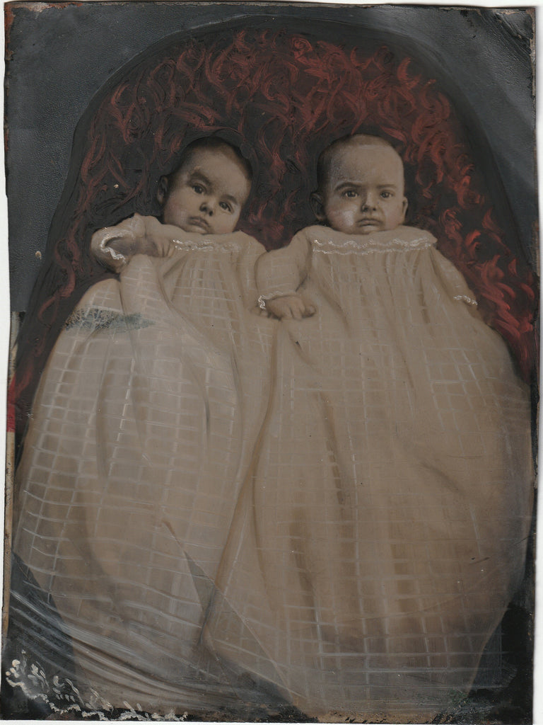 Infernal Infants - Hand Painted Full Plate Tintype, c. 1800s