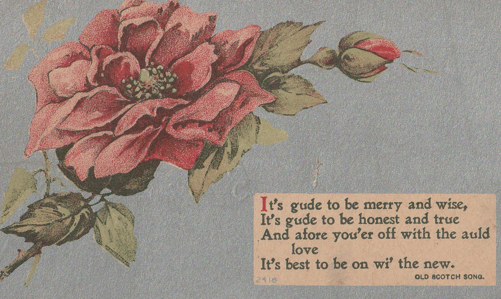 It's Gude to Be Merry and Wise Antique Postcard Close Up