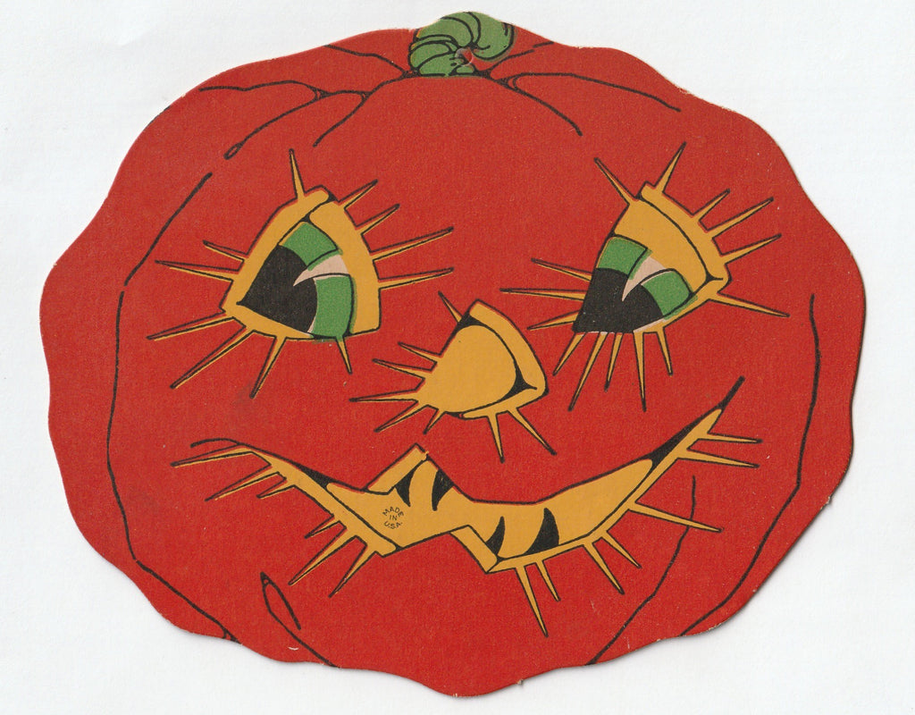 Jack-O-Lantern Die-cut Pumpkin Vintage Halloween Card