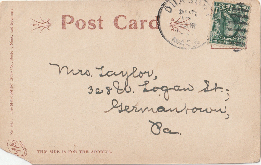 John Alden House - Duxbury, MA - Postcard, c. 1900s Back