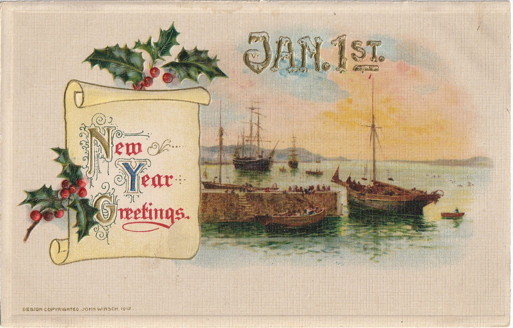 John Winsch Antique New Years Postcard 1