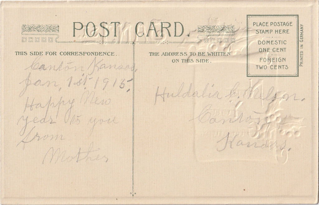 John Winsch Antique New Years Postcard 1 Back