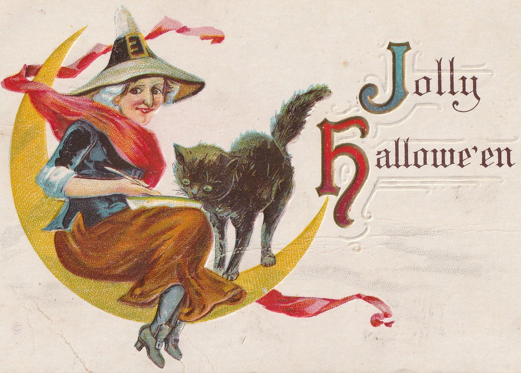 Jolly Halloween Witch Postcard