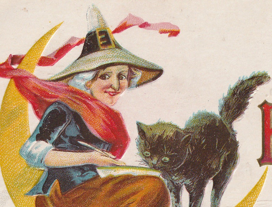 Jolly Halloween Witch Postcard Close Up 2