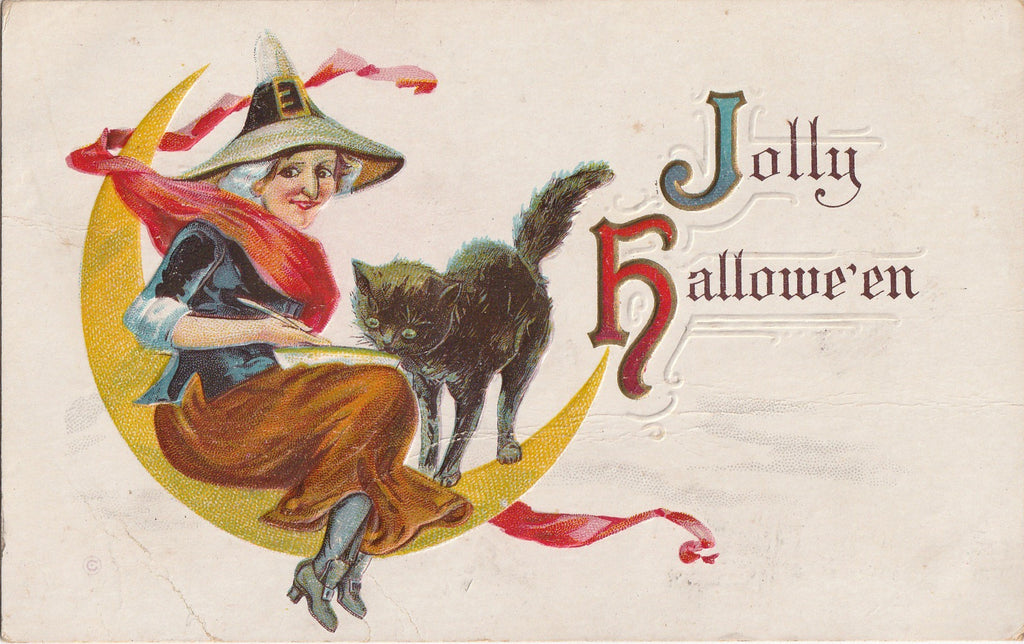 Jolly Halloween Witch Postcard