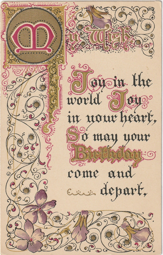 Joy In The World, Joy In Your Heart - Birthday Postcard, c. 1910s