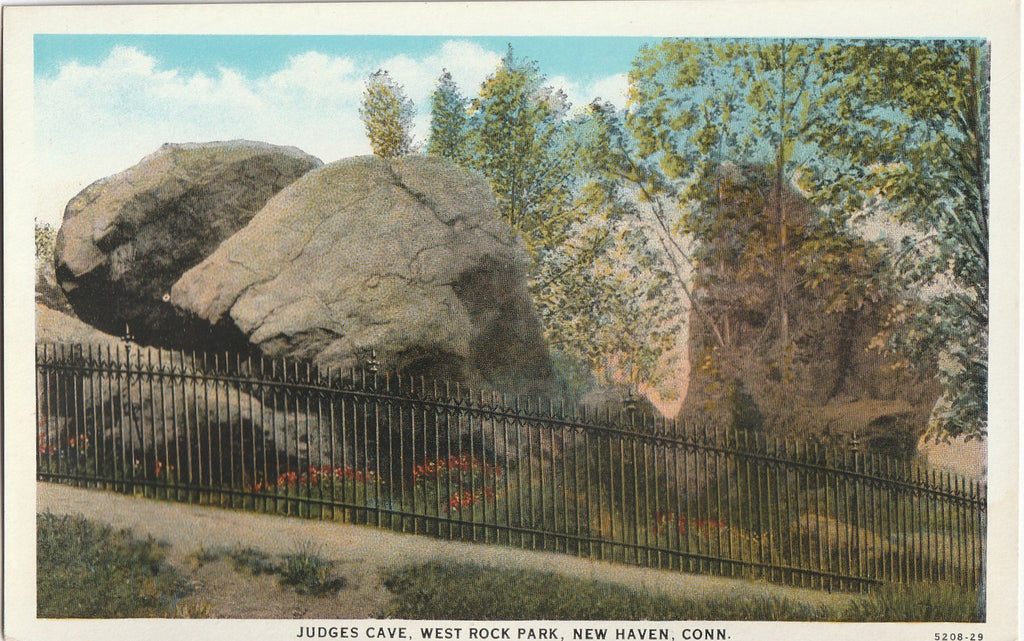 Judges Cave West Rock Park New Haven CT Postcard Back