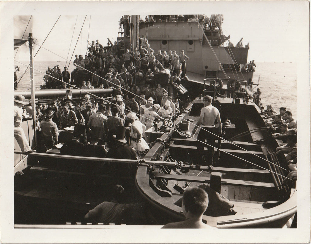 King Neptune Line-Crossing Ceremony - WWII Sailors - USS Cebu - SET of 2 - Photos, c. 1940s 2 of 2