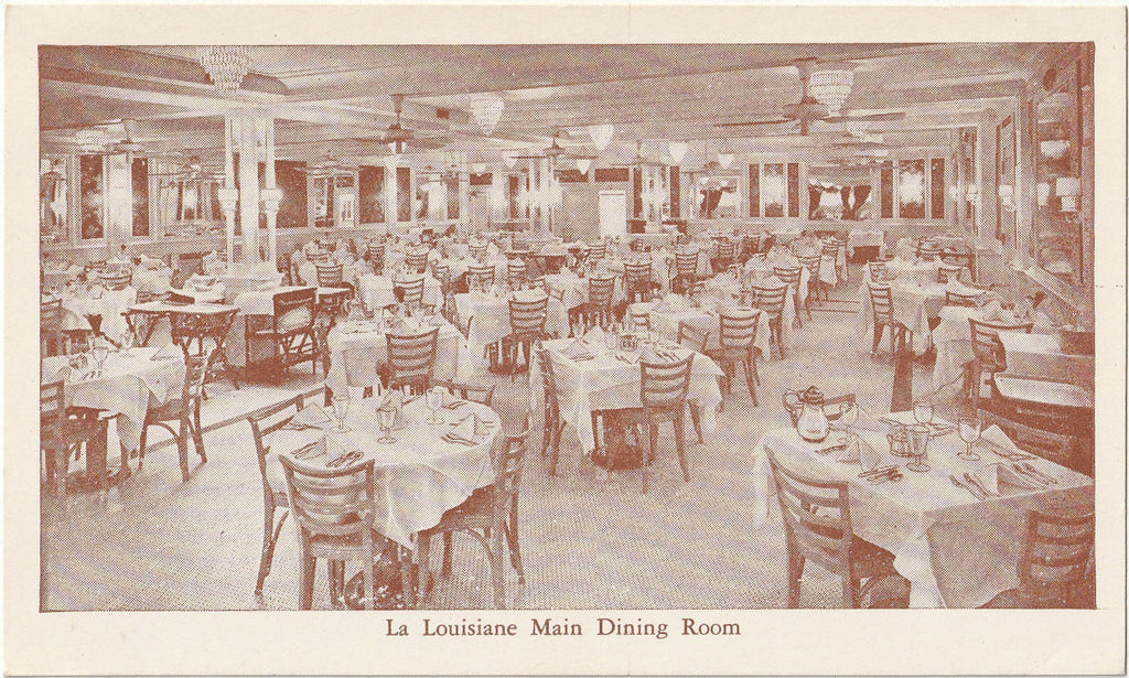 La Louisiane Main Dining Room - French and Creole Food - New Orleans, LA - Postcard, c. 1940s