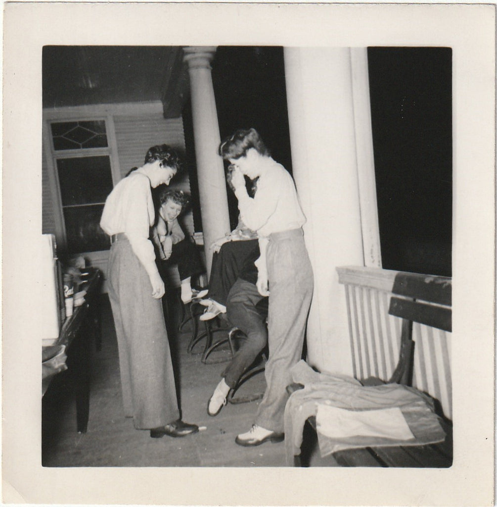 Ladies in Pants Porch Party - SET of 4 - Snapshots, c. 1950s