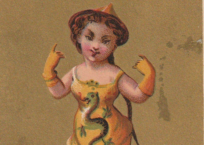 Lady China John A. Haddock 1879 Antique Trade Card Close Up 2