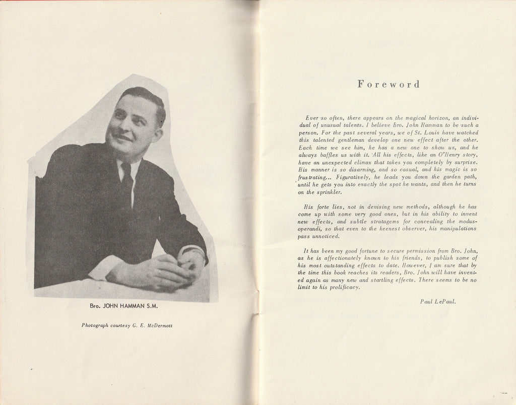 Le Paul Presents the Card Magic of Bro. John Hamman S. M. - Booklet, c. 1976 Inside
