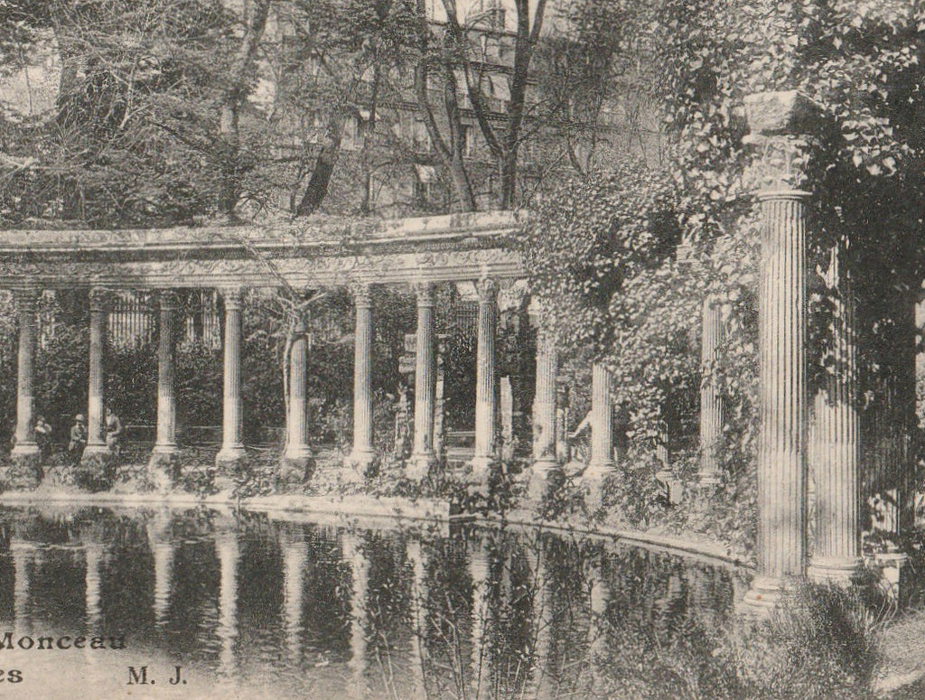 Les Colonnades Parc Monceau, Paris Antique Postcard Close Up 2