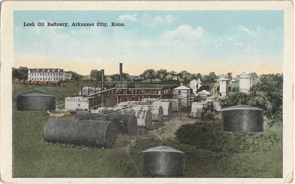 Lesh Oil Refinery Arkansas City Kansas Postcard 
