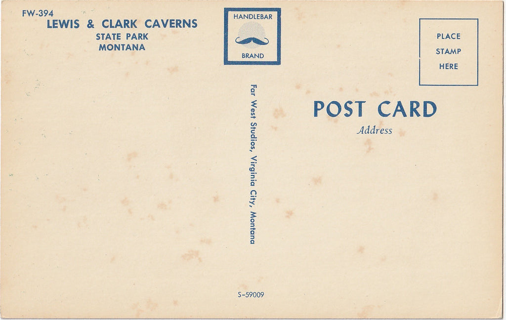 Lewis and Clark Caverns State Park Montana Postcard 2 of 2 Back
