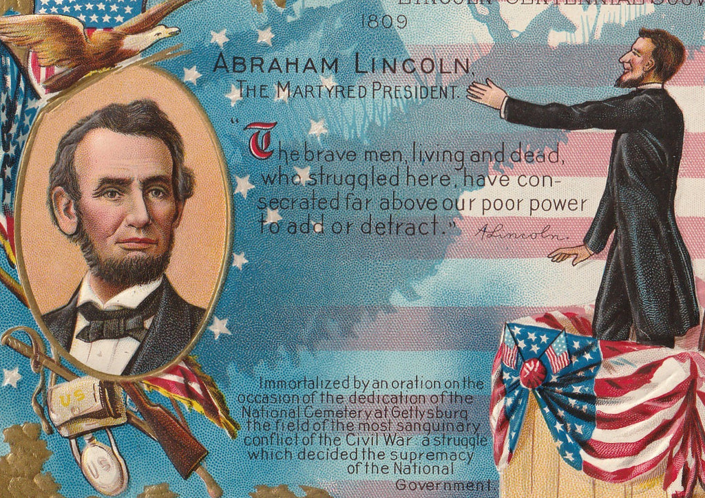 Abraham Lincoln Martyred President E Nash Postcard Close Up