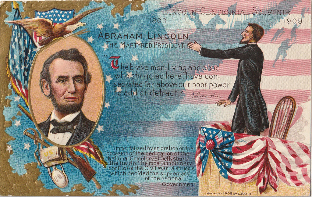 Abraham Lincoln Martyred President E Nash Postcard