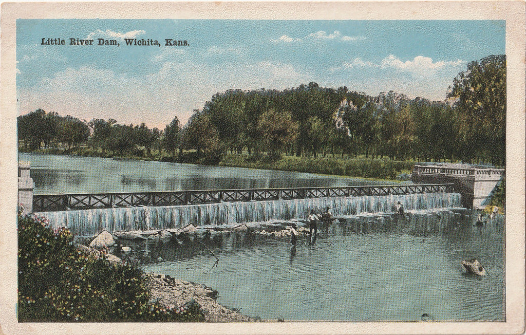 Little River Dam - Wichita, Kansas - Postcard, c. 1900s