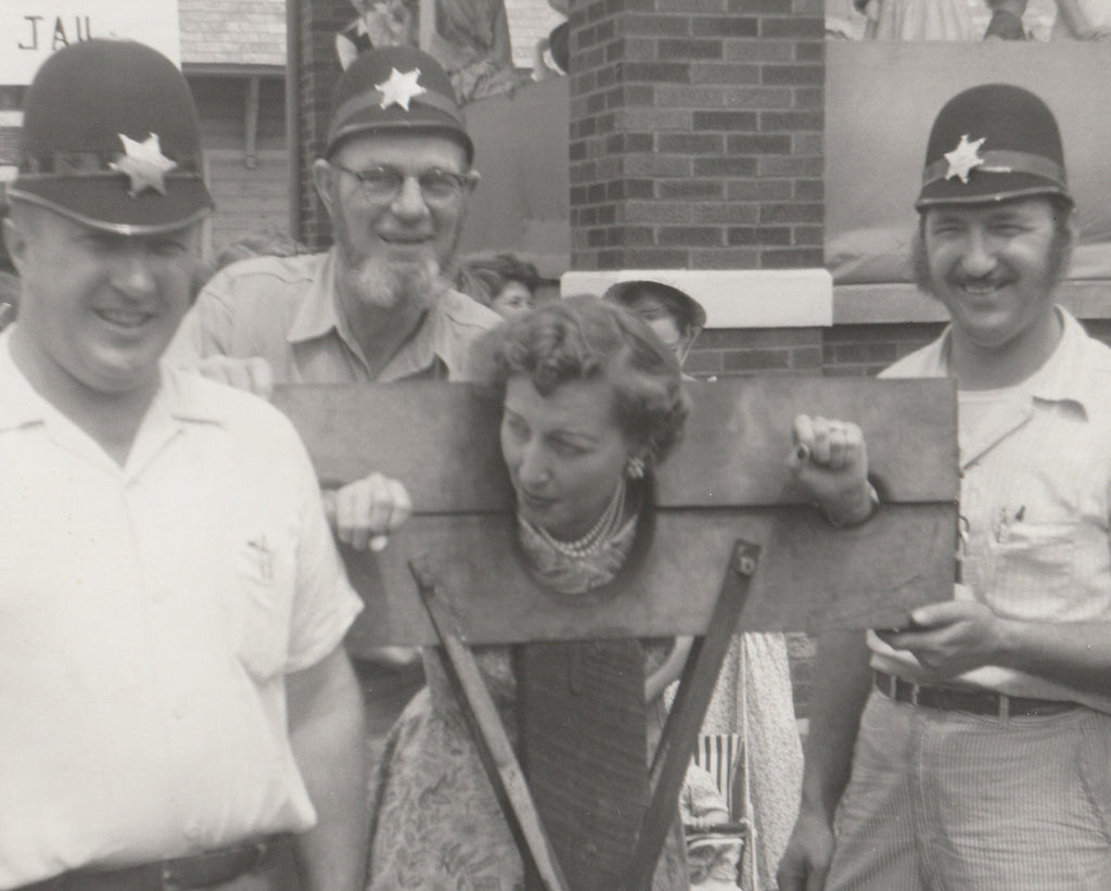 Locked In Pillory for Wearing Make-Up - Walkerton Centennial - Walkerton, IN - Photograph, c. 1956 - Close Up 2
