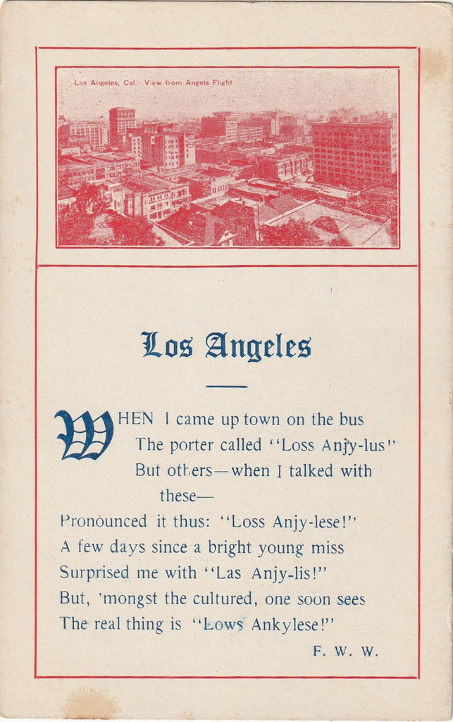 Los Angeles Loss Anjy-lus Antique Postcard 