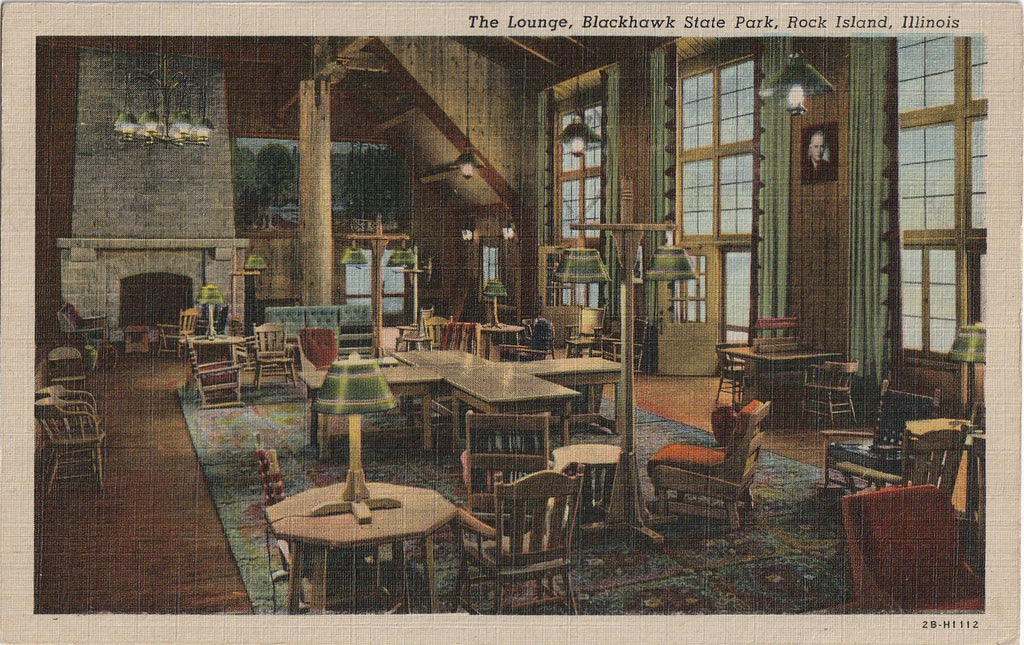 Lounge Blackhawk State Park Rock Island Illinois Postcard