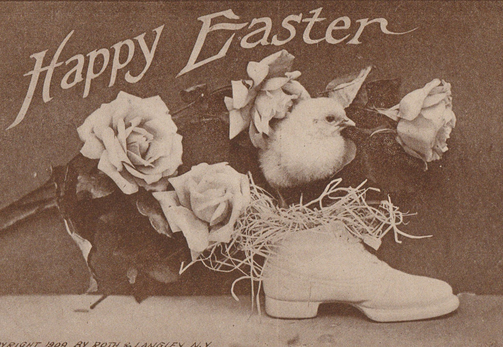 Lucky Easter Shoe Antique Postcard Close Up