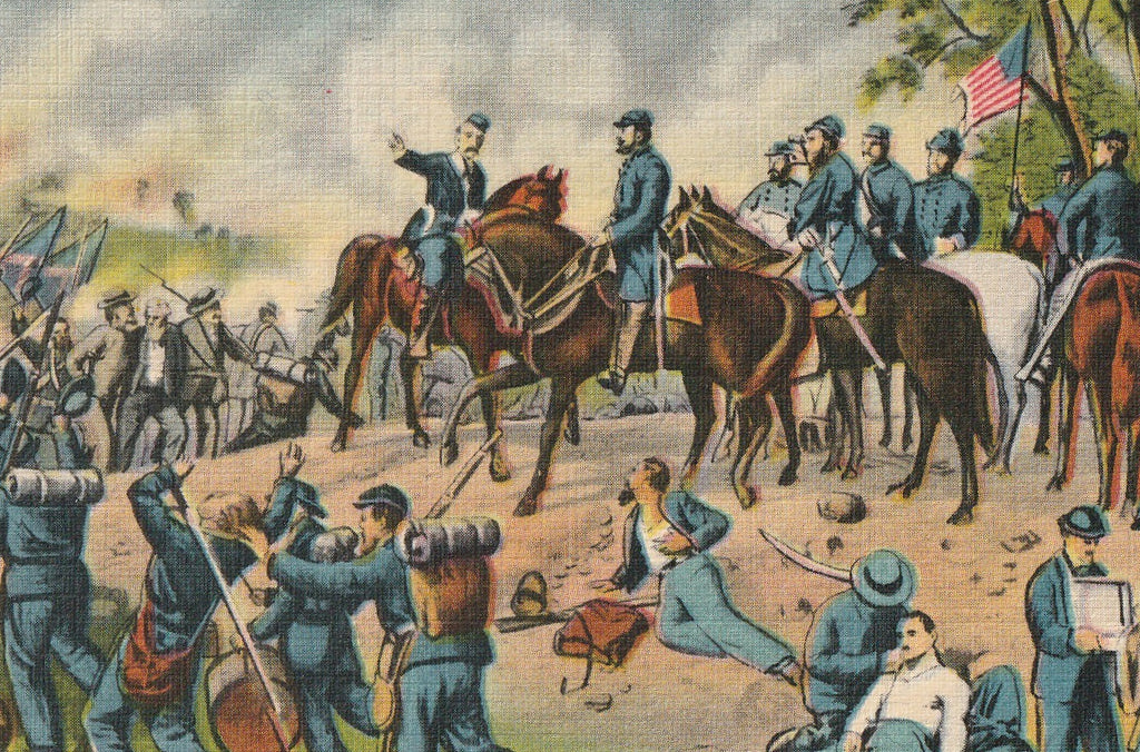 Major General Geo G Meade and Staff 1863 Gettysburg Postcard Close Up