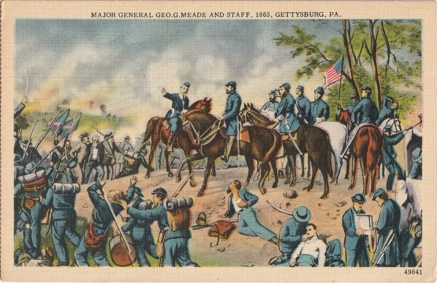 Major General Geo. G. Meade and Staff 1863, Gettysburg - Postcard, c ...