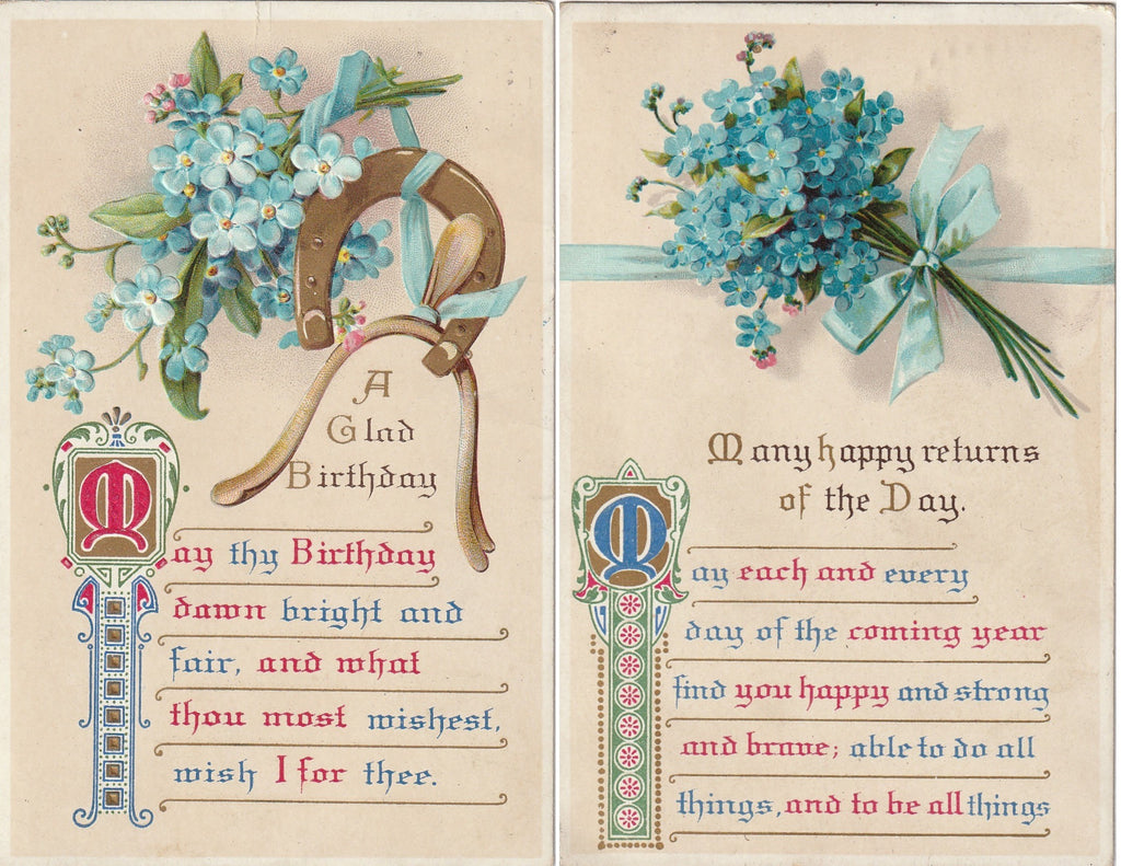 Many Happy Returns of The Day - Glad Birthday - SET of 2 - Postcards, c. 1910s