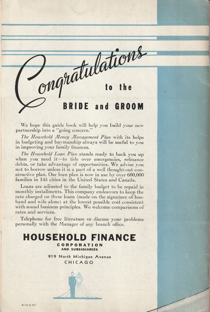 Marrying on a Small Income - Household Finance Corporation and Subsidiaries - Chicago, IL - Booklet, c. 1934 Back Cover