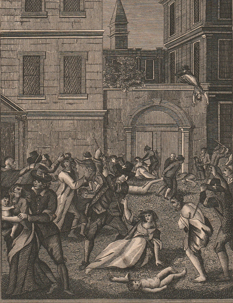 Massacring of Protestants in Paris Foxe's Book of Martyrs Antique Print Close Up 2