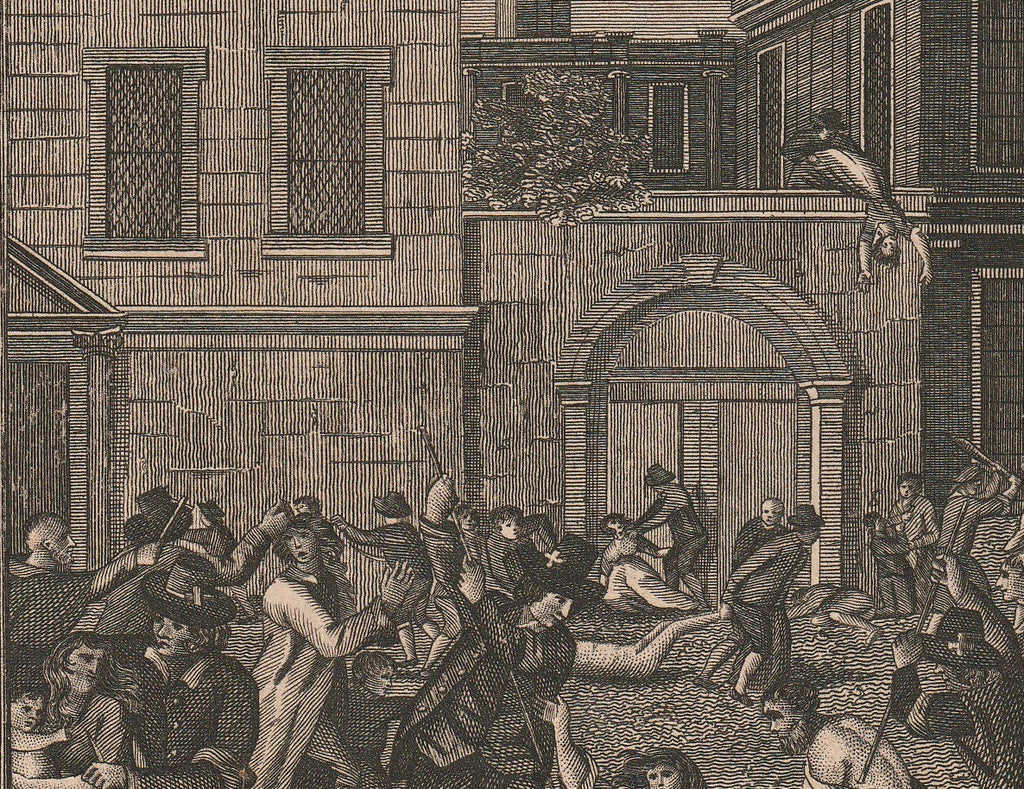 Massacring of Protestants in Paris Foxe's Book of Martyrs Antique Print Close Up 4